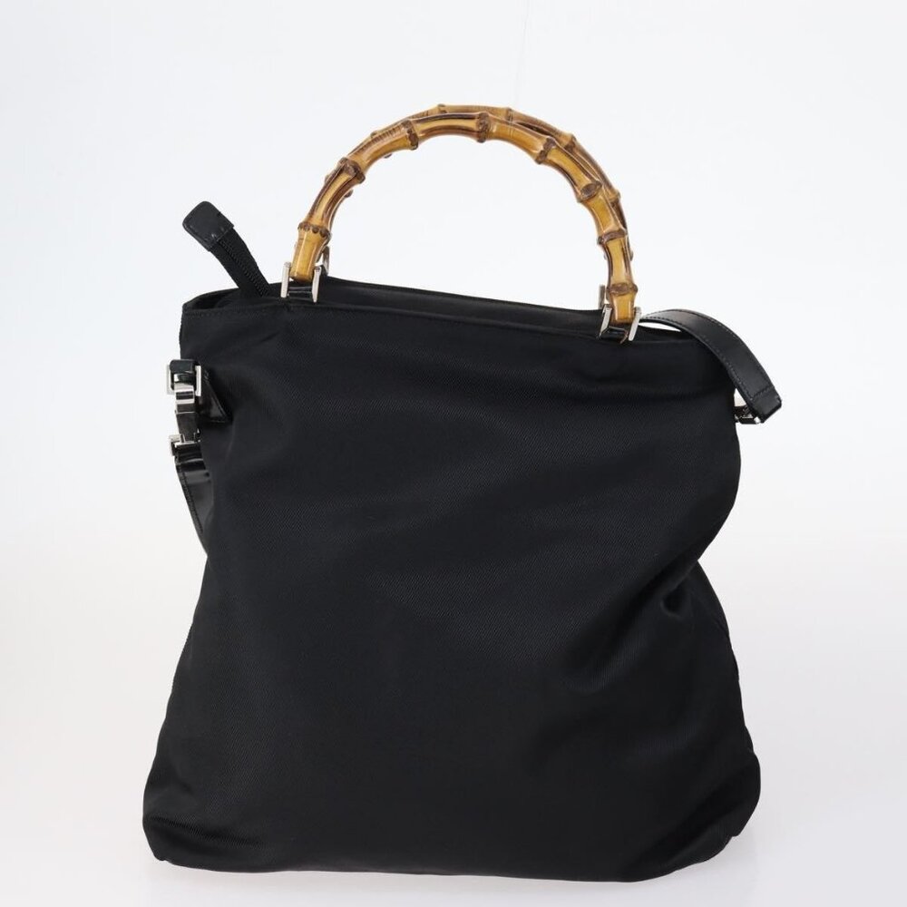 GUCCI Bamboo Jackie Shoulder Bag Nylon 6 Set Black Auth bs29393 - Picture 3 of 16